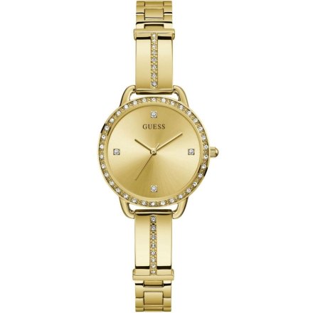 Damski złoty zegarek Guess Bellini z bransoletką i kryształkami GW0022L2