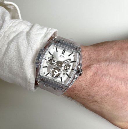 Zegarek Męski Guess Phoenix z białym paskiem GW0203G1