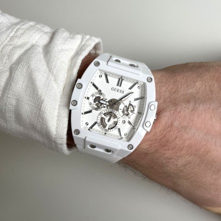Biały zegarek Męski Guess Phoenix z białym paskiem GW0203G2