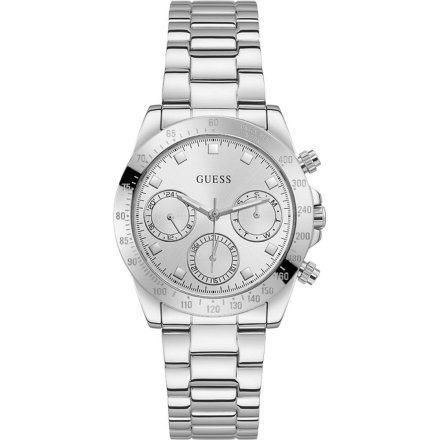 Srebrny zegarek damski Guess Eclipse z datownikiem i bransoletką GW0314L1