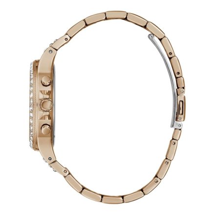 Różowozłoty zegarek damski Guess Moonlight z bransoletką z kryształkami GW0320L3