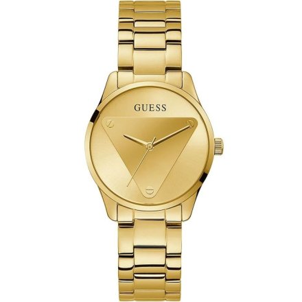 Złoty zegarek damski Guess Emblem bransoletką GW0485L1
