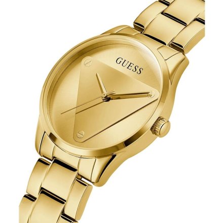 Złoty zegarek damski Guess Emblem bransoletką GW0485L1