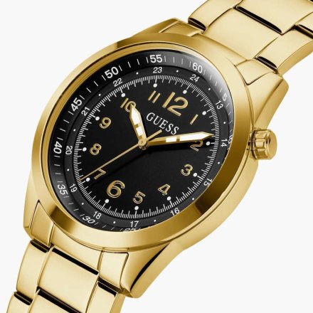Złoty zegarek Guess Max z czarną tarczą i złotą bransoletką GW0493G2