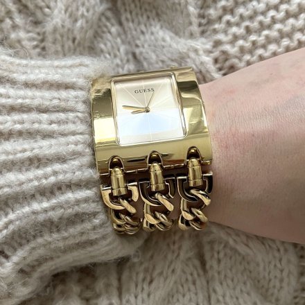 Złoty zegarek damski Guess z łańcuszkami Heavy Metal W1274L2
