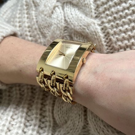 Złoty zegarek damski Guess z łańcuszkami Heavy Metal W1274L2
