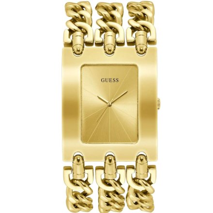 Złoty zegarek damski Guess z łańcuszkami Heavy Metal W1274L2
