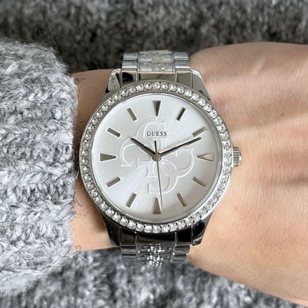 Srebrny zegarek Damski Guess Anna z bransoletką W1280L1