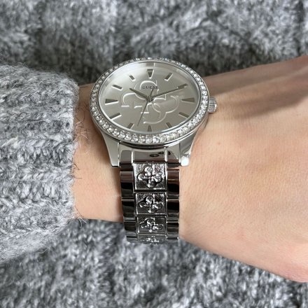 Srebrny zegarek Damski Guess Anna z bransoletką W1280L1