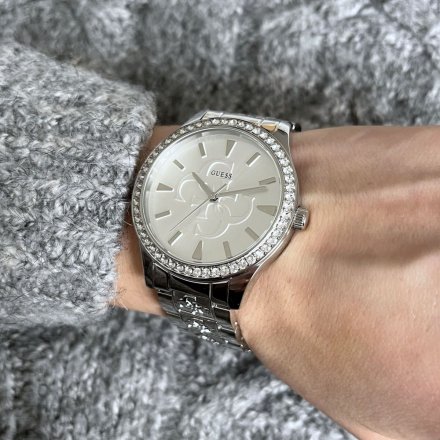 Srebrny zegarek Damski Guess Anna z bransoletką W1280L1