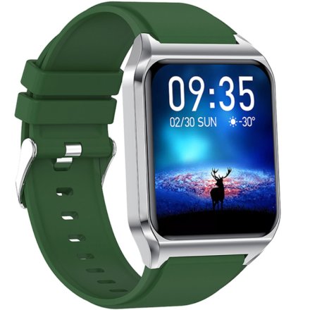 Smartwatch z funkcją rozmowy Termometr Ciśnienie Rubicon RNCE89 zielony SMARUB159