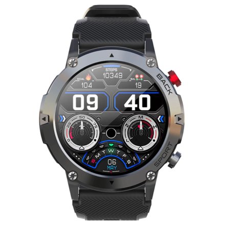 Smartwatch z funkcją rozmowy Tlen Puls Sport Rubicon RNCE91 czarny SMARUB167