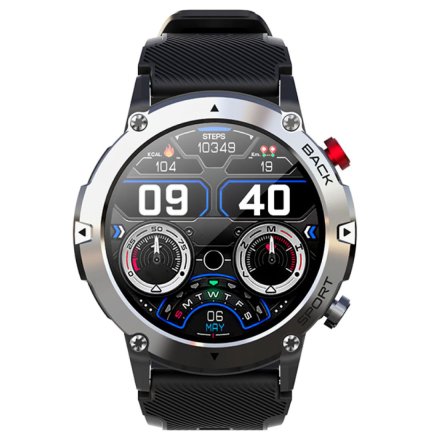 Smartwatch z funkcją rozmowy Tlen Puls Sport Rubicon RNCE91 srebrny SMARUB168