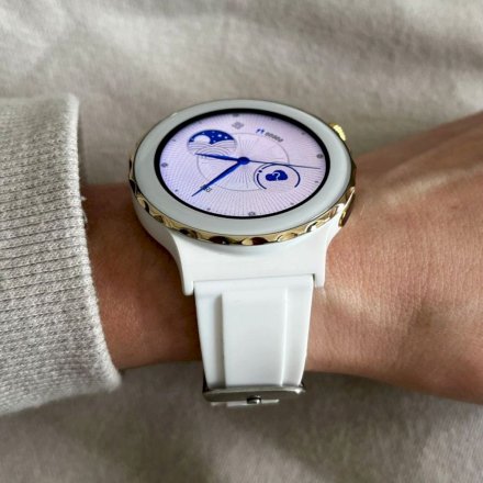 Damski smartwatch z funkcją rozmowy Rubicon RNCE92 biało-złoty bransoletka SMARUB169