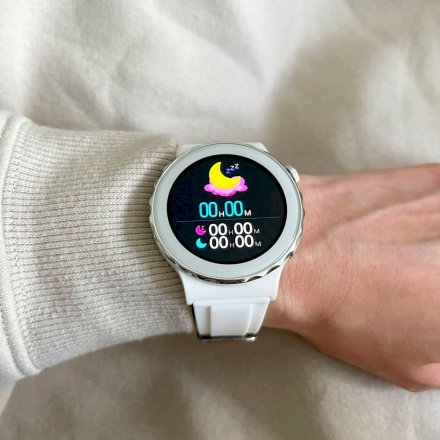 Damski smartwatch z funkcją rozmowy Rubicon RNCE92 biało-srebrny bransoletka SMARUB170