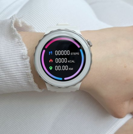 Damski smartwatch z funkcją rozmowy Rubicon RNCE92 biało-srebrny bransoletka SMARUB170