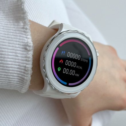 Damski smartwatch z funkcją rozmowy Rubicon RNCE92 biało-srebrny bransoletka SMARUB170