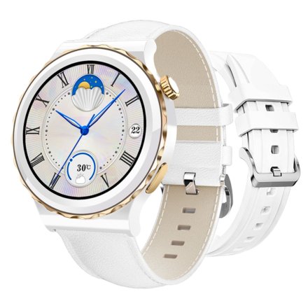 Damski smartwatch z funkcją rozmowy Rubicon RNCE92 biało-złoty pasek SMARUB171