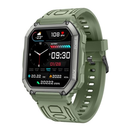 Męski smartwatch z funkcją rozmowy Sport Oddech Ciśnienie Rubicon RNCE93 zielony SMARUB173