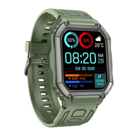 Męski smartwatch z funkcją rozmowy Sport Oddech Ciśnienie Rubicon RNCE93 zielony SMARUB173