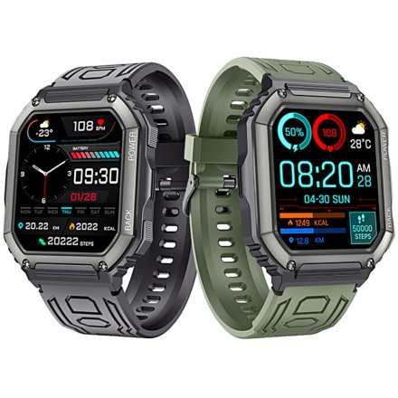 Męski smartwatch z funkcją rozmowy Sport Oddech Ciśnienie Rubicon RNCE93 zielony SMARUB173