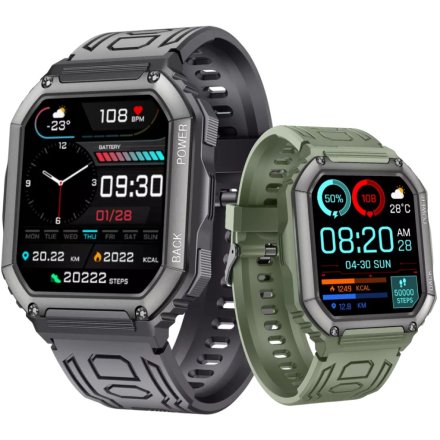 Męski smartwatch z funkcją rozmowy Sport Oddech Ciśnienie Rubicon RNCE93 zielony SMARUB173