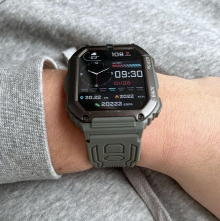 Męski smartwatch z funkcją rozmowy Sport Oddech Ciśnienie Rubicon RNCE93 zielony SMARUB173