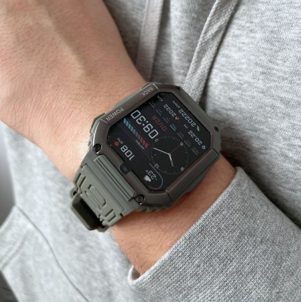 Męski smartwatch z funkcją rozmowy Sport Oddech Ciśnienie Rubicon RNCE93 zielony SMARUB173