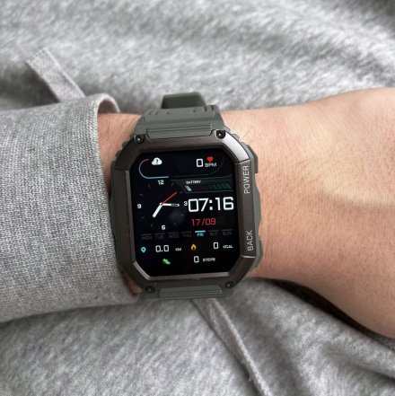 Męski smartwatch z funkcją rozmowy Sport Oddech Ciśnienie Rubicon RNCE93 zielony SMARUB173