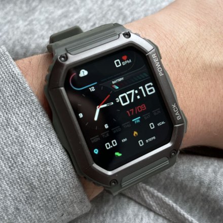 Męski smartwatch z funkcją rozmowy Sport Oddech Ciśnienie Rubicon RNCE93 zielony SMARUB173