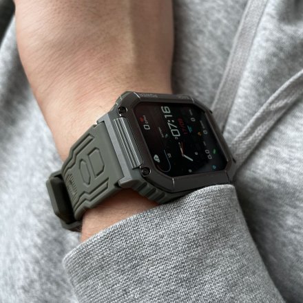 Męski smartwatch z funkcją rozmowy Sport Oddech Ciśnienie Rubicon RNCE93 zielony SMARUB173