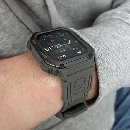 Męski smartwatch z funkcją rozmowy Sport Oddech Ciśnienie Rubicon RNCE93 zielony SMARUB173