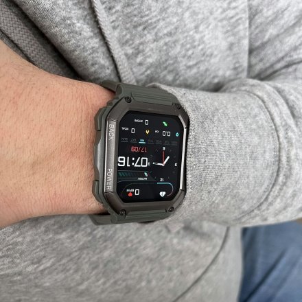 Męski smartwatch z funkcją rozmowy Sport Oddech Ciśnienie Rubicon RNCE93 zielony SMARUB173