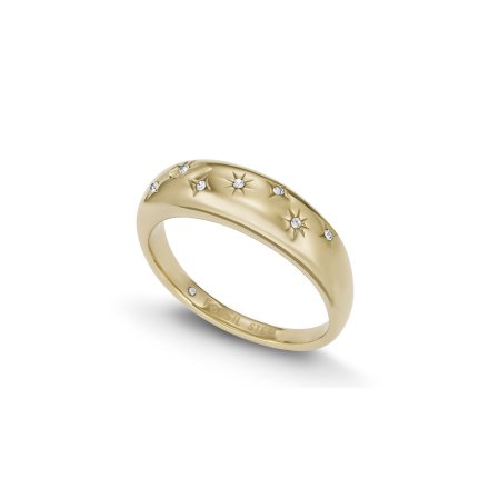 Złoty vintage pierścionek damski Fossil Sadie z kryształami r.13 JF04239710