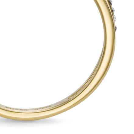 Złoty pierścionek damski Fossil podwójny z kryształami i perłą r.13 JF04250710