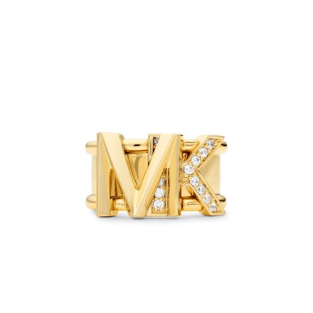 Złoty pierścionek Michael Kors obrączka z logo z kryształami r. 14 MKJ7836710