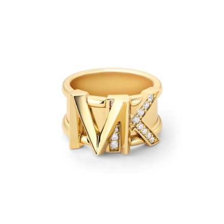 Złoty pierścionek Michael Kors obrączka z logo z kryształami r. 19 MKJ7836710