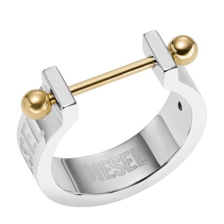 Męski pierścionek DIESEL obrączka srebrno-złota r. 22 DX1407931