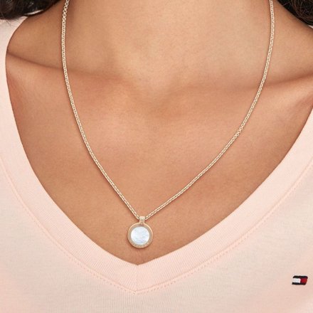 Różowozłoty naszyjnik Tommy Hilfiger Iconic Circle z okrągłą perłową zawieszką MJF 2780657