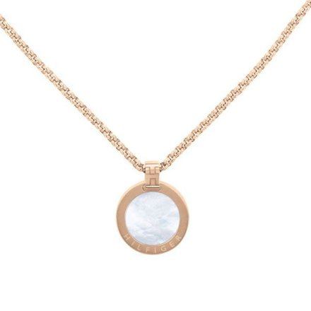 Różowozłoty naszyjnik Tommy Hilfiger Iconic Circle z okrągłą perłową zawieszką MJF 2780657