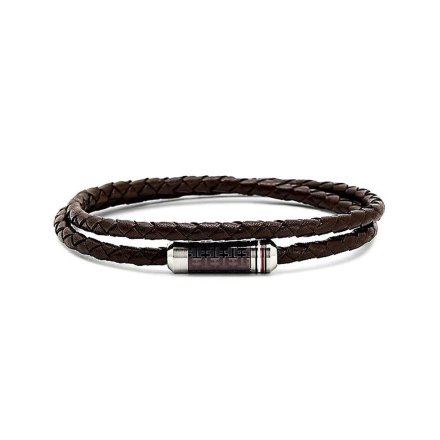 Brązowa podwójna męska skórzana bransoletka Tommy Hilfiger MJM 2790325