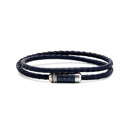 Granatowa podwójna męska skórzana bransoletka Tommy Hilfiger MJM 2790326