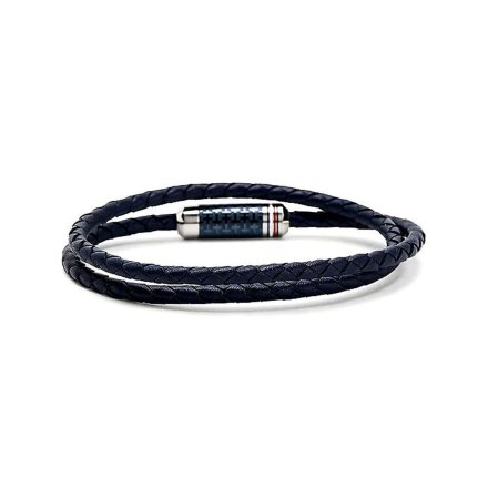 Granatowa podwójna męska skórzana bransoletka Tommy Hilfiger MJM 2790326