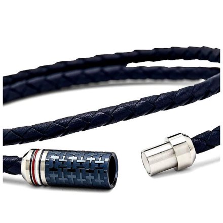 Granatowa podwójna męska skórzana bransoletka Tommy Hilfiger MJM 2790326