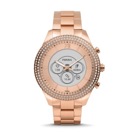 Różowo złoty smartwatch Fossil Stella Hybrid z bransoletką FTW7063