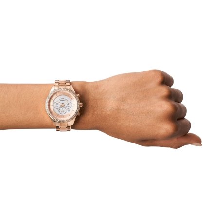 Różowo złoty smartwatch Fossil Stella Hybrid z bransoletką FTW7063