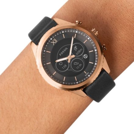 Damski smartwatch Fossil Stella Hybrid z czarnym paskiem FTW7064