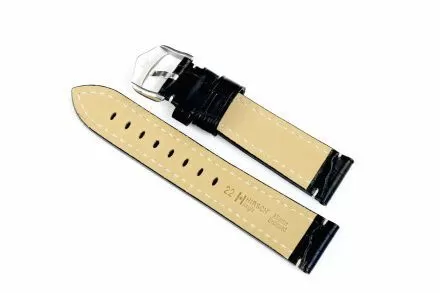 Czarny pasek Skórzany 20 mm HIRSCH Knight NQR 10922850-2-20 (XL)