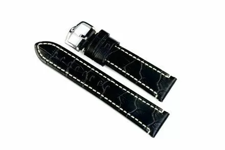 Czarny pasek Skórzany 20 mm HIRSCH Knight NQR 10922850-2-20 (XL)