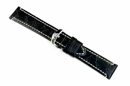 Czarny pasek Skórzany 20 mm HIRSCH Knight NQR 10922850-2-20 (XL)